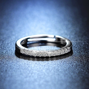Macro shot of S925 sterling silver stamp and sparkling cubic zirconia stones on the ring
