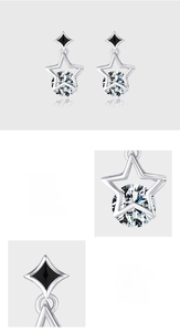 Macro shot of handmade pave setting and 5A zircon on star-shaped S925 silver stud earring