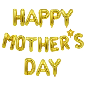 16-inch golden foil balloons set featuring Happy Mother's Day letters with a gold star