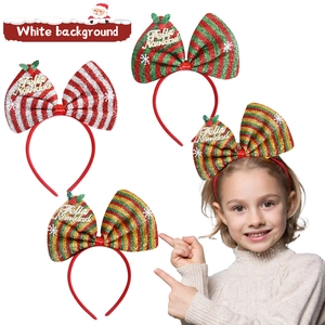 Trois serre-têtes de Noël à paillettes avec Feliz Navidad pour décoration de fête festive