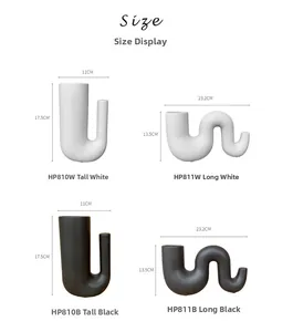 Tableau des tailles pour vases en céramique minimalistes de style U et ondulé