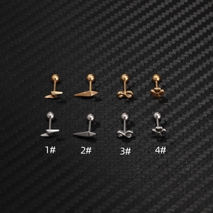 Cartilage Stud Earrings 316L Stainless Steel Helix Piercing Screw Ball Back Lightning Geometric Shape Fashion Jewelry