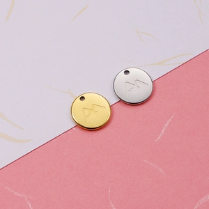 Polished 18K gold and silver stainless steel round mountain charms for DIY jewelry