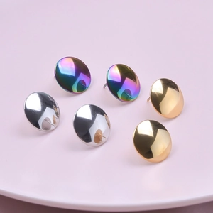 Polished 304 stainless steel ball stud earrings in gold silver and iridescent colors