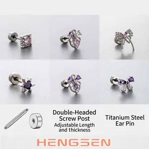 Orecchini Cartilagine In Acciaio Al Titanio Zircone Rosa Lavanda Farfalla Quadrato Stella Forme Gioielli Da Piercing