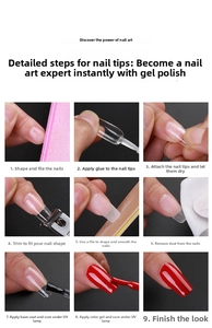 Step-by-step tutorial showing clear XXXL coffin nail tip application and shaping process