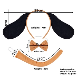 Spécifications de taille pour l'ensemble chien incluant serre-tête, nœud et queue