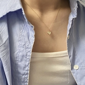 Elegant 18K gold plated S925 sterling silver heart pendant necklace with zircon stones