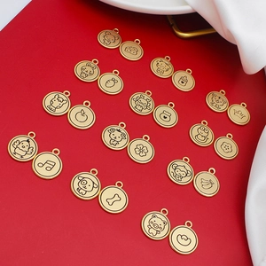 Golden Chinese zodiac DIY charms for handmade jewelry making on a red background