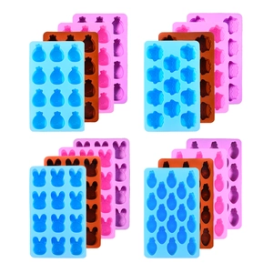 Cartoon animal silicone molds set for chocolate and candy making in four bright colors