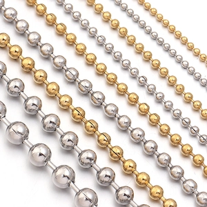 Various sizes of gold and silver stainless steel bead chains for DIY jewelry making