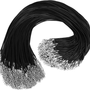 Cordon De Collier Ciré Noir Avec Fermoir Mousqueton Et Chaîne D'extension Réglable Pour La Création De Bijoux DIY