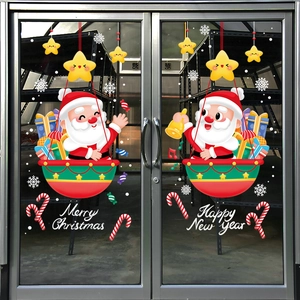 Adesivi Finestra Natale Statici PVC Doppio Lato Babbo Natale Stelle Fiocchi Di Neve Riutilizzabile Decorazione