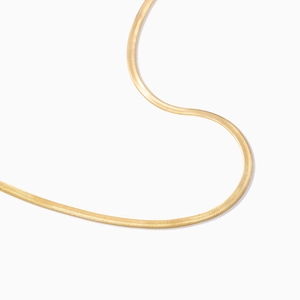 Minimalist golden stainless steel flat snake bone chain necklace with polished finish