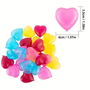 Reusable colorful heart-shaped plastic ice cubes for drinks with size measurements