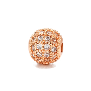 Rose gold 8mm micro-pave zircon round bead charm for DIY jewelry bracelets