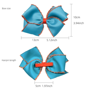 Bow size 13cm x 10cm and clip length 5cm showing detailed dimensions for children hair clip