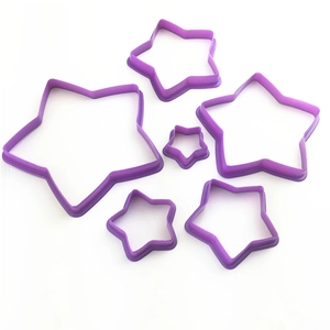 Set of 6 purple star-shaped plastic cookie cutters for Christmas DIY baking and fondant cakes