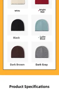 Detailed grid of six assorted colors of thick ribbed knit beanies for winter