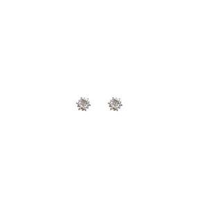 Elegant sterling silver snowflake stud earrings with sparkling cubic zirconia crystals