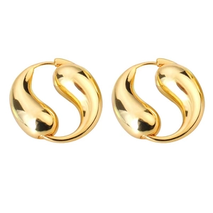 Polished 18K gold plated hollow teardrop hoop earrings with sleek streamlined design