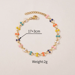 Colorful drip oil bead bracelet in gold chain, 17+3cm length, 2g lightweight jewelry
