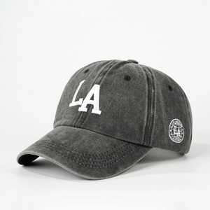LA Embroidery Baseball Cap Washed Cotton Retro Side Patch Adjustable Outdoor Sun Protection Casual Dad Hat Unisex