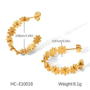 Détail des boucles d'oreilles marguerites en acier inoxydable doré 18 carats