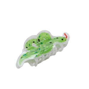 Cartoon green snake hair claw clip made of premium acrylic for women hair styling