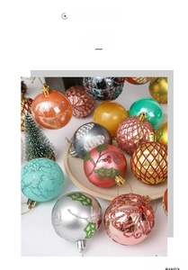 Close-up of 6cm hand-painted Christmas balls with glitter patterns and assorted finishes