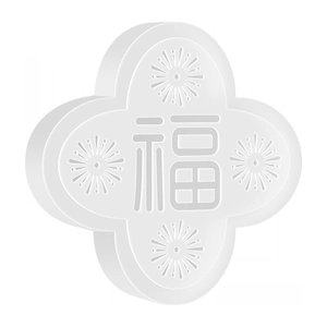 White silicone wall protector featuring festive Fu character and clover pattern