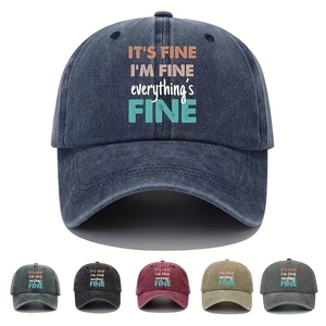 Washed Cotton Baseball Cap Distressed Letter Print Breathable Sunshade Outdoor Adjustable Peaked Hat For Men Women