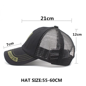 Casquette trucker noire U.S. ARMY avec filet respirant et coton pour activités de plein air