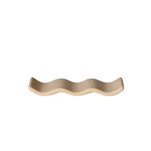 Porte-encens minimaliste en céramique avec design de vague et finition beige texturée