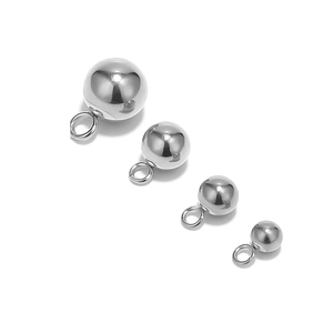 Polished stainless steel round ball pendants in four sizes with jump rings for jewelry DIY