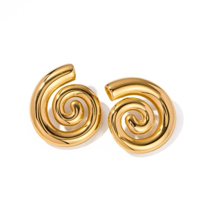 Chic 18K gold plated stainless steel twisted hoop earrings with a polished finish