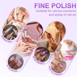 Detailed view of various nail art textures including cat-eye effects and 3D pearl decorations