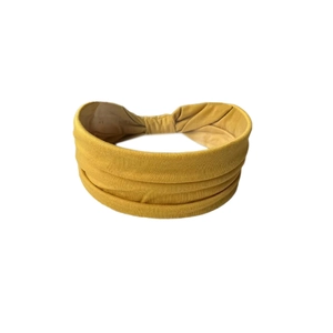 Extra wide solid mustard yellow elastic yoga sports headband for women