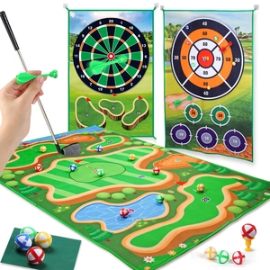 2-in-1 golf- en dartspel voor kinderen inclusief mat, schietschijven en plakkerige ballen