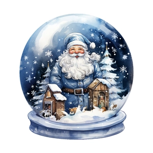 Waterproof Christmas crystal ball wall sticker with Santa and snowflakes for home decor