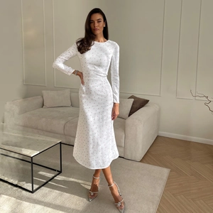 Floral Print Long Sleeve Midi Dress Elegant Round Neck Slim Fit High Waist A-Line Retro Women Party Chic Style