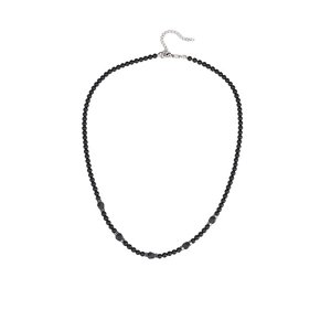 Collier pour hommes fait main en agate noire naturelle et pierres volcaniques