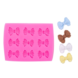 Moule en silicone rose à 9 cavités avec nœuds tressés pour décoration de gâteaux DIY