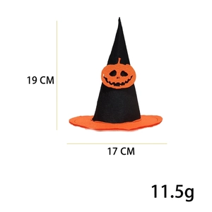 Halloween witch hat dimensions: 19cm height and 17cm width with pumpkin pattern