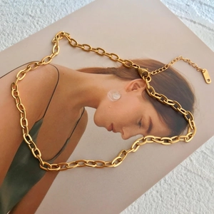 Collana Minimalista A Graffetta Placcata Oro 18K Acciaio Inossidabile Chic Regolabile Chiusura Moschettone Gioielli Donna