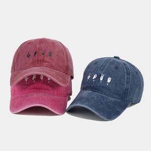Casquettes de baseball en coton délavé vintage avec broderie LOVE en plusieurs couleurs