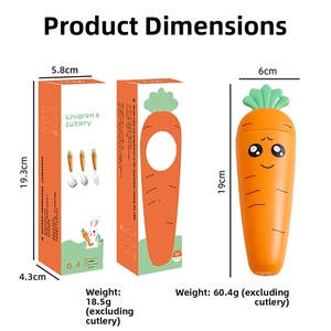 Carrot shaped kids cutlery storage case dimensions and weight specifications