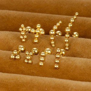 Stainless Steel Bead Stud Earrings Gold Color Geometric Cross Arc Helix Cartilage Piercing Screw Back Jewelry