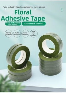 Detail of professional green floral tape rolls with strong adhesive for bouquet wrapping