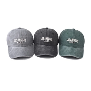 Casquettes de baseball en coton délavé avec broderie Los Angeles en gris, anthracite et vert